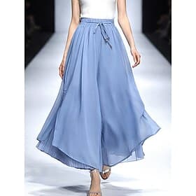 Women's Wide Leg Chinos Elegant Fashion Streetwear Ankle-Length High Waist Solid Color Pleated Elastic Waistband Comfy Soft Comfortable Stretchy Outdoor Street