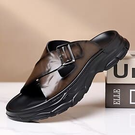 mocassini slip-on da uomo in similpelle – comodi sandali estivi aperti con cinturino regolabile, leggeri e traspiranti, ideali per l'uso quotidiano casual, i v