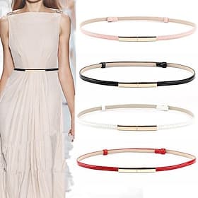 Women's PU Buckle Belt PU Leather Metal Bucke Geometric Casual Daily Holiday Blue Black White Pink