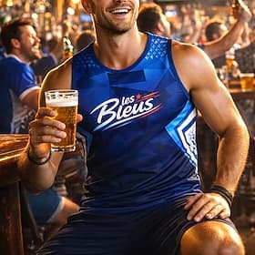 Men's Soccer Jersey Geometric Letter France Workout Tank Top Running Tank Top Athletic T-shirt Summer Sleeveless UPF 50 Quick Dry Moisture Wicking Breathable T