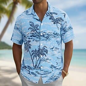 Men's Coconut Tree Tropical Plants Summer Hawaiian Shirt Button Up Shirt Aloha Shirt Short Sleeve Hawaiian Vacation Beach Wear Summer Spring Turndown 3D Print