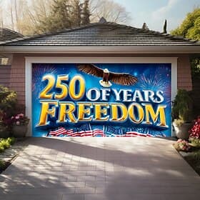4th of July 2026 250th Memorial Day Anniversary 250 Of Years Freedom Bald Eagle Fireworks American Flag Garage Door Banner Patriotic Outdoor House Decor Indepe