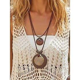 Women's Bohemian Layered Long Necklaces, Multi-Style, Alloy Material, Adjustable Dangle Design, Perfect for Everyday Casual Wear and Travel Vacation