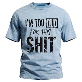 Heren T-shirt met de tekst Ik ben te oud voor deze onzin, verweerd, grappig, sarcastisch, humoristisch, knorrig, oude man, acid wash, vintage, graphic, korte m