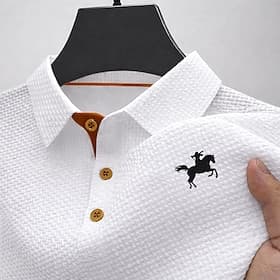 Men's Waffle Polo Shirts Ice Silk Seersucker Polo Casual Work Lapel Short Sleeve Basic Modern Graphic Textured Cooling Ice Silk Spring Summer Black White Navy