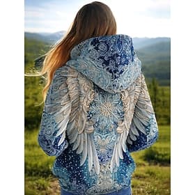 Women's Viking Pullover Hoodie Sweatshirt Graphic Animal Tie Dye Elegant Punk Vintage Long Sleeve Hooded Regular Tops Casual Home Street Blue Spring Fall Winte