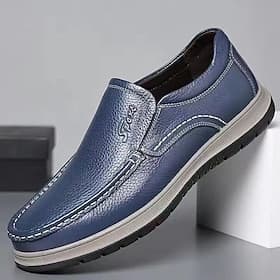 Homme ancien Classique Occasionnel Quotidien Cuir PU Confortable Respirant A enfiler Noir Bleu Été Printemps Automne