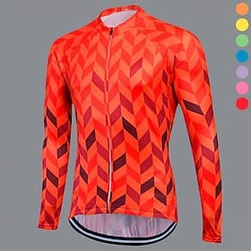 Homme Maillot de cyclisme Chevrons À Motifs manche longue Cyclisme Shirt Maillot Top avec 3 poches arrière VTT Vélo tout terrain Cyclisme sur route Séchage Rap