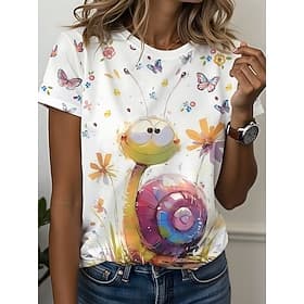 Women's T Shirt Funny Humor Quotes Patchwork Print Cat Letter Funny Slang Stylish Basic Classic Short Sleeve Crew Neck Round Neck Long Tops Daily Green / Blue