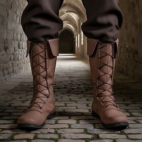 Médiéval Renaissance Chaussures Bottes hauteur genou Bottes jazz plates Pirate Viking Barbare Déguisement Homme Viking Pirate Halloween Carnaval Performance LA