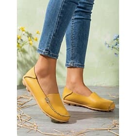 Women's Yellow Moccasin Loafers, Comfortable Slip-On Casual Shoes, Soft Lightweight Walking Shoes for Daily Wear, Travel, Work Weekend Leisure