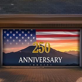 4th of July 2026 250th Memorial Day Tapestry Garage Door Cover Large Hanging Backdrop American Flag Vintage 3D Patriotic Party Outdoor Shooting Backgrounds Fro