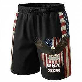 Men's 4th of July U.S. 250th Anniversary Eagle American Flag Swim Trunks Swim Shorts Board Shorts Mid Waist Patriotic Holiday Side Pockets Mesh Lining Elastic