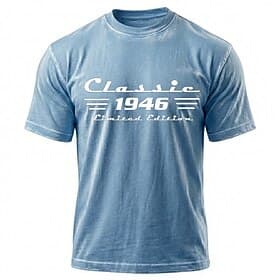Men's 80th Birthday T Shirt Mineral Washing Tee Short Sleeve T shirt Acid Wash Crew Neck Shirt Vintage Retro Casual Daily Birthday Blue Purple Gray Summer Spri