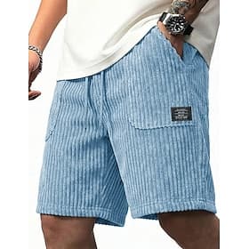 Herren Shorts Freizeitshorts Cordshorts Tasche Einfach Komfort Atmungsaktiv Kurz Lässig Outdoor Urlaub Urlaub Streetwear Schwarz Weiß Unelastisch