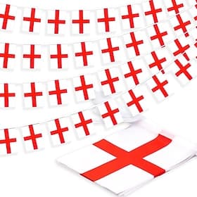 England String Flag Pennant Banner for Soccer World Summer Cup Match 50 Flags, 46 Feet Small Mini English Flags Bunting Banner for Country Decoration, School,