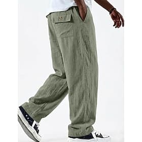 Per uomo Pantaloni di Lino Pantaloni Pantaloni Estivi Pantaloni Larghi Tasca Elastico in vita Gamba Dritta Tinta unica Semplice Comodità Confortevole Lunghezza