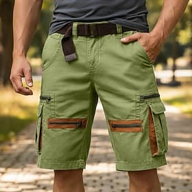 Herren Cargohose Cargohosen Cargo-Shorts Shorts Freizeitshorts Tasche Elastischer Bund Einfach Einheitliche Farbe Kurz Lässig Outdoor Streetwear Mode Streetwea