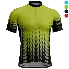 Herren Radtrikot Farbverlauf Kurzarm Fahhrad T-Shirt Trikot mit 3 Gesäßtaschen Mountainbike MTB Schnelltrocknend Anatomisches Design Feuchtigkeitsableitend Atm