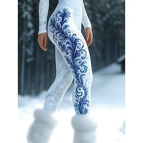 Women's Viking Boho Leggings Vacation Vintage Ethnic Style Full Length High Waist Floral Graphic Abstract 3D Print Quick Dry Breathability Soft Stretchy Formal