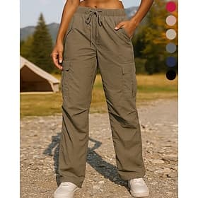 Women's Cargo Pants Hiking Pants Trousers Hiking Rain Pants Spring Autumn / Fall Outdoor Regular Fit Waterproof Windproof Bottoms Drawstring Pocket Elastic Wai
