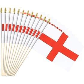 25Pack Small England Flag Handheld Mini English Flag on Stick 5x8 Inch for Soccer World Summer Cup Match, Sports Events, Party Decorations, Fans Cheering