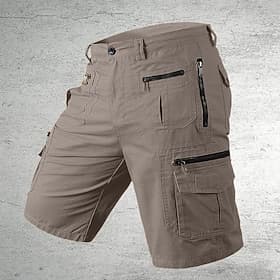 Men's Tactical Shorts Cargo Shorts Shorts Hiking Shorts Buttons Multi Pocket Plain Wearable Short Daily Outdoor Camping Hiking Fashion Classic Khaki Black