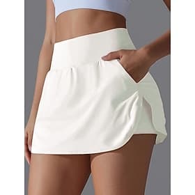 Women's Solid Colored Casual Skirt Tennis Skort Tennis Skirts with Shorts Pocket Quick Dry Breathable Tennis Running Fitness Skirt Skort Black White Blue Spand