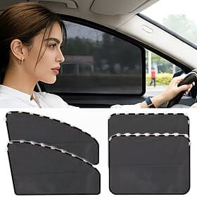 4pcs Car Window Sunshade Privacy Curtain Set, No-Drill Retractable Blinds Suitable for Front/Rear Windshield Side, Heat, Glare, Privacy Screens, Easy Install