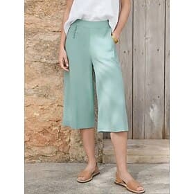 Women's Linen-feel Pants Capri Pants Chinos Summer Shorts Vacation Fashion Streetwear Calf-Length High Waist Plain Pocket Comfy Soft Comfortable Micro-elastic