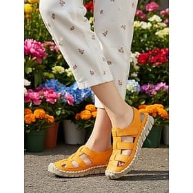 Sandales de pêcheur orange pour femmes, bout fermé - sandales de sport confortables cousues main, idéales pour la marche, les voyages, les journées de travail