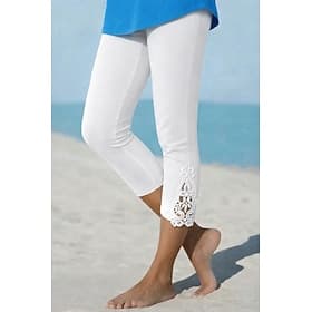 Femmes Pantalon capri Leggings Leggings confortables Vacances Mode Longueur cheville Taille Moyenne Couleur Unie Dentelle Lifting des fesses Confort Contrôle d