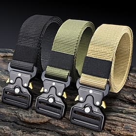 Men's Belt Metal Chrome Canvas Vintage Fashion Tactical Plain Blue Black Casual Daily Vacation Dailywear Waist Belt