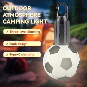 Mini-LED-Fußball-Campinglampe, wiederaufladbare Zeltlaterne mit Typ-C-Anschluss und 3 Modi, tragbare Outdoor-Lampe für Markisen Wandern, Jungenzimmer-Deko, per