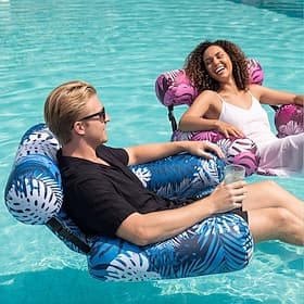 Aufblasbarer Poolstuhl, gepolsterte Schwimmliege aus PVC-Oxford-Gewebe mit Poolnudelhalterung, Poolliege für Erwachsene für Pool, See, Strand, Gartenparty, som