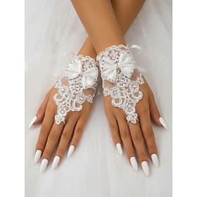 Elegante Damen-Handgelenkhandschuhe aus Spitze, Polyester, perfektes Brautaccessoire, geeignet für Hochzeiten, Partys und besondere Anlässe.