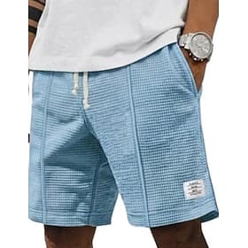 Homme Short gaufré Shorts Short décontracté Cordon de serrage Avec Poches Uni Confort Respirant Longueur Genou Occasionnel Extérieur Vêtements de rue Vacances