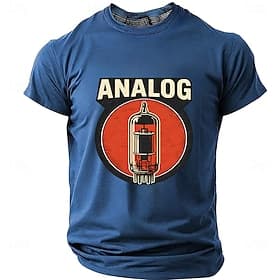 Camiseta masculina vintage retrô com estampa de válvula termiônica analógica, estilo audiófilo, para guitarristas, engenheiros de som e músicos. Modelagem regu