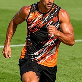 Men's Soccer Jersey Geometric Color Block Abstract Workout Tank Top Running Tank Top Athletic T-shirt Summer Sleeveless UPF 50 Quick Dry Moisture Wicking Breat