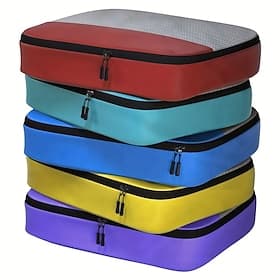 5PCS Travel Storage Bags, Colorful Packing Organizers in 3 Sizes (S, M, L), Lightweight Bags for Clothes, Accessories, and Home Organization