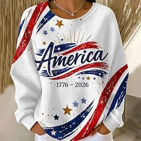 Women's Pullover Sweatshirts Graphic Fashion Classic Modern Long Sleeve Round Neck Regular Tops Street Dailywear White Red White Spring Fall