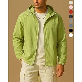 Men's Windbreaker Softshell Jacket Hiking Jacket Outdoor Sun Protection Quick Dry Lightweight Breathable Hiking Outfits Hiking Clothes Summer Spring Jacket Ten