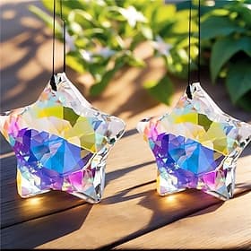 1/6 Stück Regenbogen-Pentagramm-Stern-Kristall-Sonnenfänger-Prismen-Anhänger, Bastelbedarf für Zuhause, Büro, Gartendekoration, Regenbogenmacher-Fensteranhänge