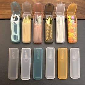 4/6 tragbare Aufbewahrungsboxen (Farbe zufällig), Organizer für Kleinteile, Zahnstocher, Zahnseide, Pillen und Schmuck, Etuis für Wattestäbchen und Nadeln, Rei