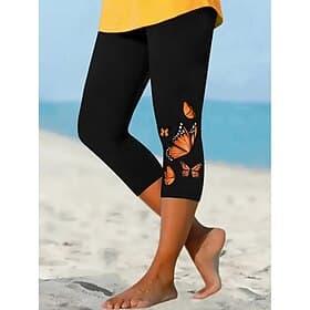Damen Chinos Leggings Urlaub Vintage Streetwear Capris Hohe Taille Schmetterling Drucken Komfort Weich Bequem Hohe Elastizität Täglich Outdoor Urlaub Purpur Fu