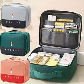 2PCS Large Capacity Medicine Storage Boxes, Portable Zippered First Aid Organizer with Multiple Compartments, Perfect for Home, Travel, Outdoor, Emergency Supp