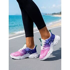 Women's Tie-Dye Lace-up Running Shoes – Breathable Mesh Lightweight Sneakers for Jogging, Beach Run, Gym Casual Wear