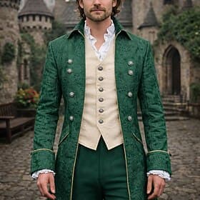 Punk Gothic Medieval Renaissance Coat Jacket Tailcoat Ebenezer Scrooge Dickens Prince Elf Nobleman Fancy Dress Men's Royal Steampunk Christmas Halloween Masqu