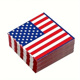 50pcs Patriotic 4th of July Napkins American Flag Paper Party Napkins for Independence Day, 250th Anniversary, Memorial Day Veterans Day Celebrations