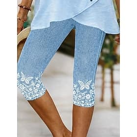 Women's Capri Pants Chinos Leggings Vacation Vintage Streetwear Calf-Length High Waist Floral Graphic Printing Print Comfort Soft Comfortable Stretchy Daily Ou